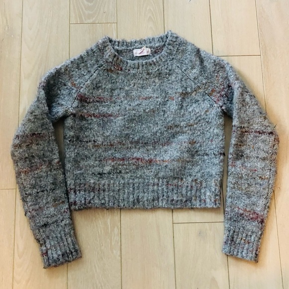Shrinking Violet Sweaters - Shrinking Violet Cropped Grey & Warm Colored Sweater